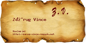 Zárug Vince névjegykártya